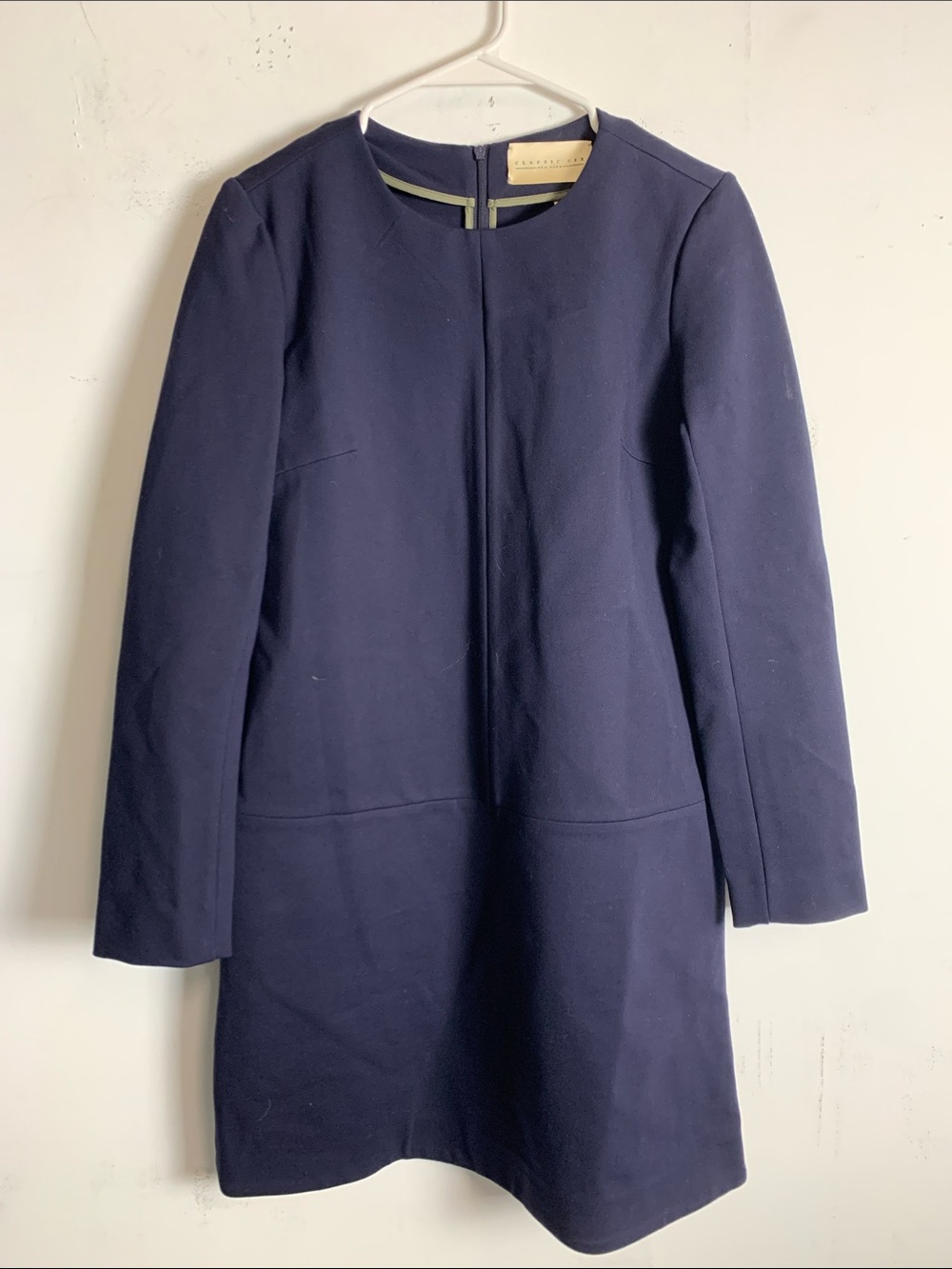Classic Six Navy Long-Sleeve Shift Dress